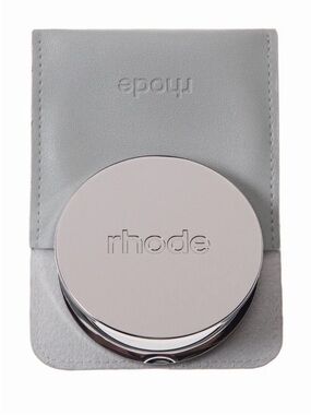 Rhode Silver  Compact Mirror with Gray Pouch